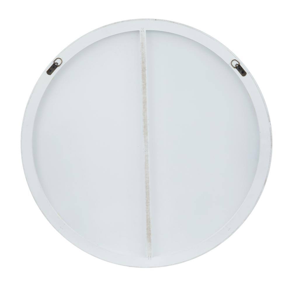 30" Sleek Black Wood Round Wall Mirror