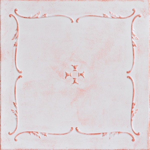 A La Maison Ceilings Spring Buds 1.6 ft. x 1.6 ft. Glue Up Foam Ceiling Tile in White Washed Copper