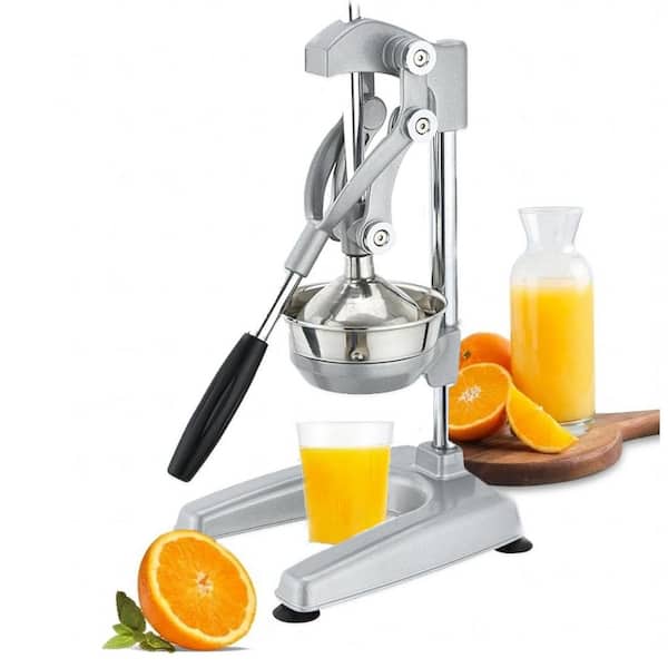 Alloy Steel Gray Manual Press Citrus Juicer with 5- in. Stainless Steel Bowl, Ergonomic Grip & Suction Base