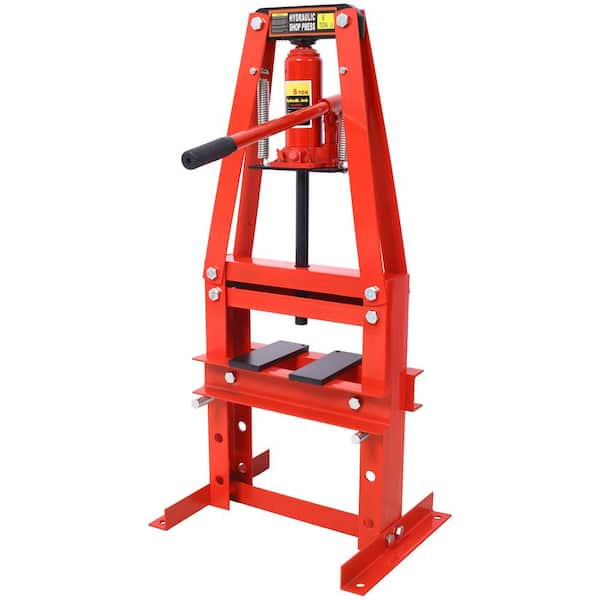Red Steel 6-Ton Benchtop Hydraulic A-Frame Shop Press with Press Plates