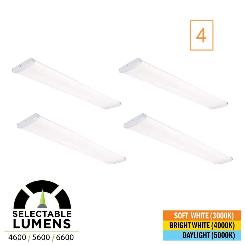 4-Pack 4 ft. x 8.9 in. 4600/5600/6600 Lumens Integrated LED White Wraparound Light Selectable CCT 3000K 4000K 5000K price history on PriceWatchPro