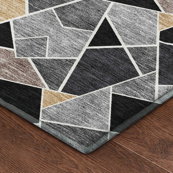 Mayfield Premium Machine Washable Abstract AMF2504 Black 2 ft. x 3 ft. Accent Rug