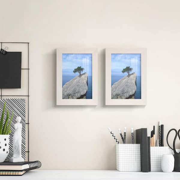 Grooved 5 in. x 7 in. White Picture Frame (Set of 2)