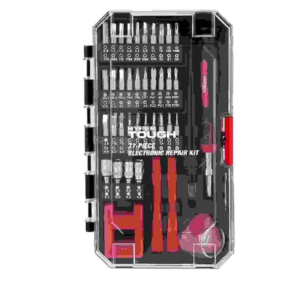 Flynama 77-Piece Hyper Tough Precision Tool Kit Multi-tool with Magnetic Screwdriver、Standard Size Bits and Case in Red