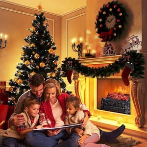 20 in. Electric Fireplace Log Heater with Remote Control 8-Hour Timer Realistic Flame Ember Bed Adjustable Brightness