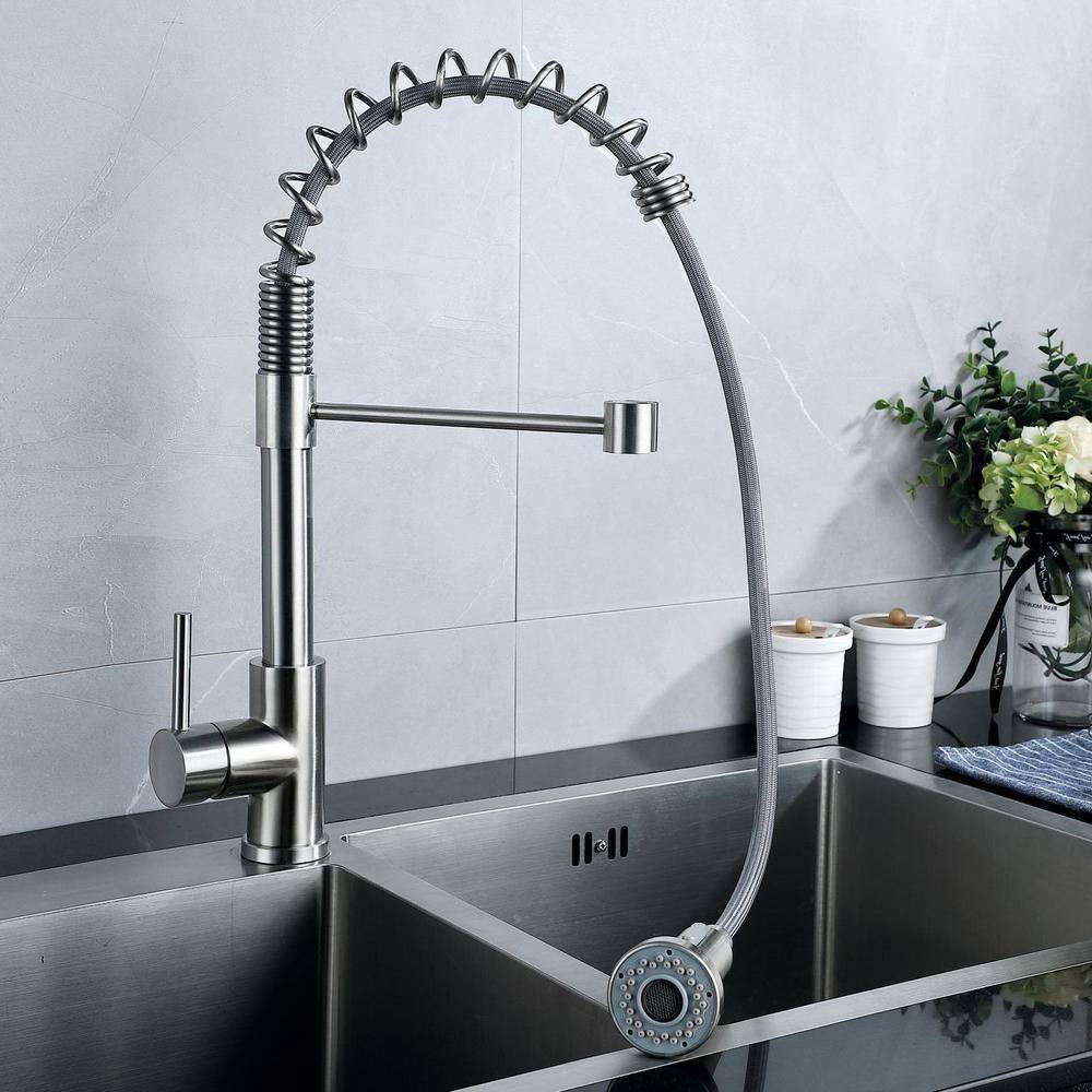 Brushed Nickel Single Handle Pull Down Kitchen Faucet