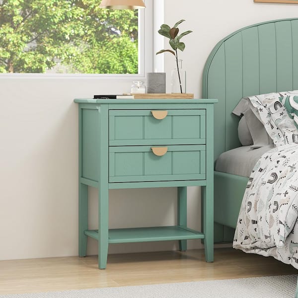 Boyel Living Light Green 28 in. H American Style 2-Drawer Side Table - Versatile End Table