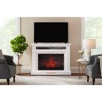 Keighley 52 in. Freestanding Faux Marble Surround Electric Fireplace TV Stand in White