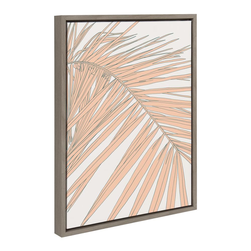 Sylvie Palms 18x24 Framed Canvas Wall Art in Gray