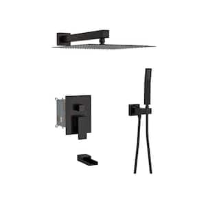 Single Handle 3-Spray Tub and Shower Faucet, 12 in. Shower Head Wall Mount 1.8 GPM in. Oil Rubbed Bronze Valve Included