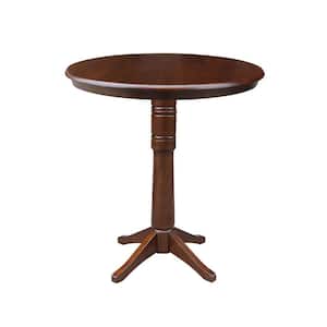 36 in. Espresso Solid Wood Round Bar Table