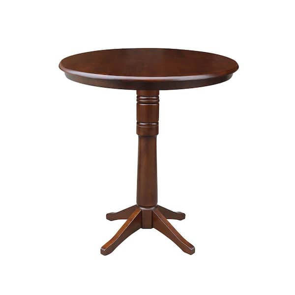 International Concepts Espresso Solid Wood Bar Table and 2-X-Back Bar Stools (3-Piece Set)