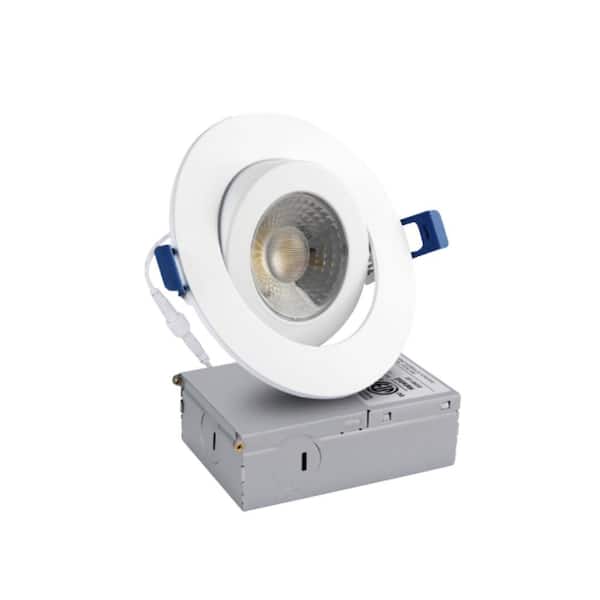 MEDINAH POWER 4 in. 65-Watt Equivalent LED Dimmable Recessed Gimbal Downlight with Junction Box, 700 Lumens, 2700K-5000K Selectable