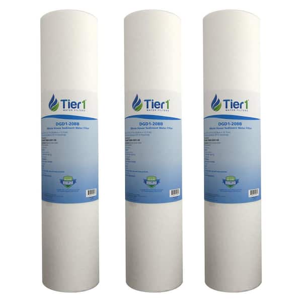 Tier1 20 in. x 4.5 in. Replacement DGD-2501-20 1 Mic Spun Wound Polypropylene Sediment Water Filter Cartridge (3-Pack)
