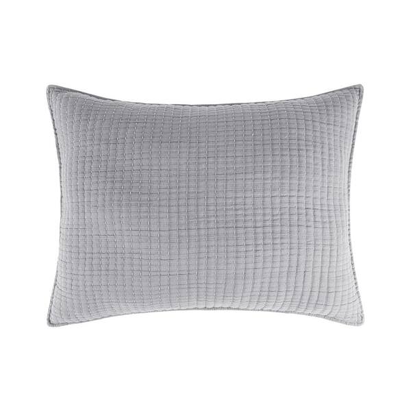 LEVTEX HOME Caden Grey Mist Cotton Gauze 26 in. x 20 in. Standard Sham