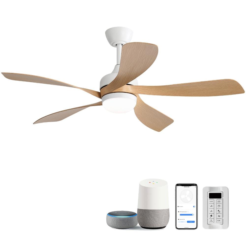 45 in. Indoor LED White Oak Downrod Modern Ceiling Fan with HubSpace Remote Control Works with Google and Alexa price history on PriceWatchPro