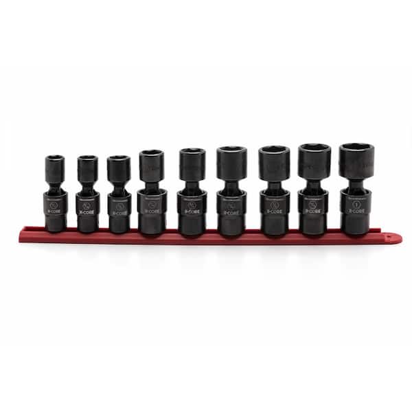 X-Core 1/2 in. Drive 6-Point Standard Pinless SAE Universal Impact Socket Set (9-Piece)