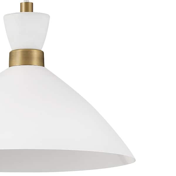 LARK Simon Matte White + Heritage Brass Conical Pendant Light