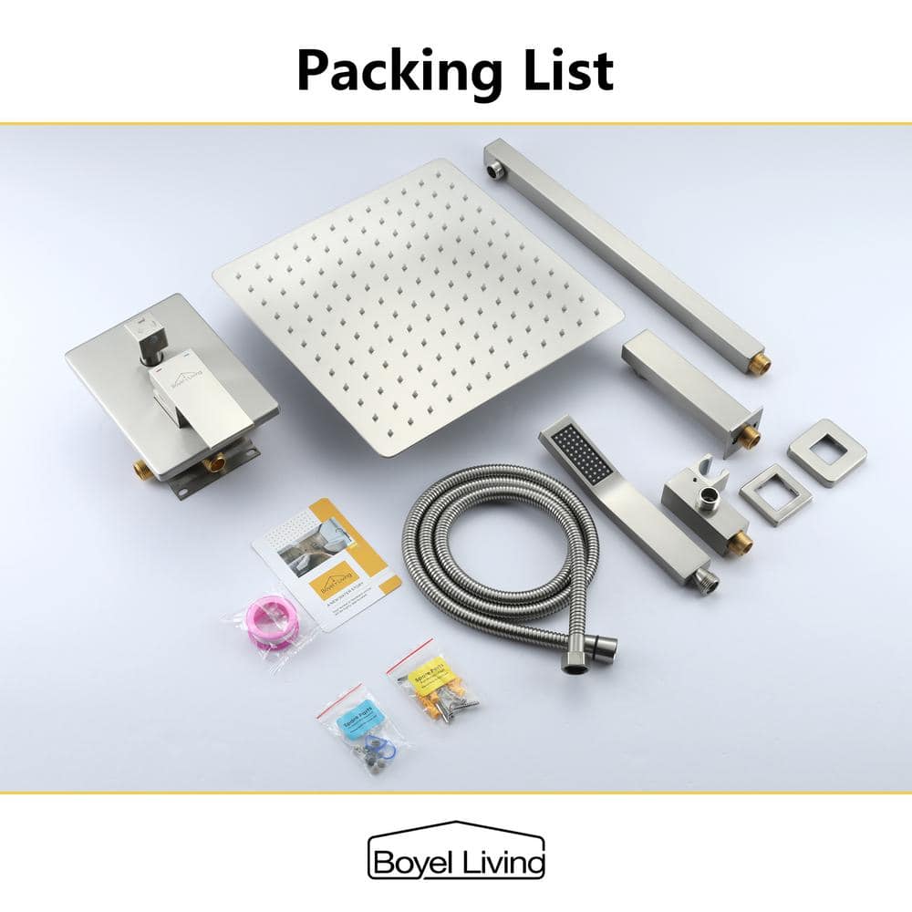 Brushed Nickel Wall Mounted Rainfall Shower System with Handheld