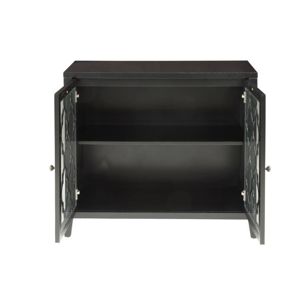 Black Wood and Glass Console Table with Storage