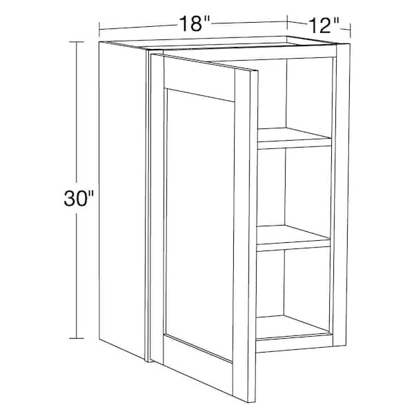 Contractor Express Cabinets Arlington Vessel Blue Plywood Shaker Stock Assembled Wall Kitchen Cabinet Soft Close Left 18 in W x 12 in D x 30 in H