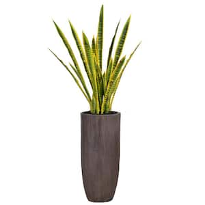 Artificial Faux Real Touch 4.58 ft. Tall Snake Plant Sansevieria With Fiberstone Planter