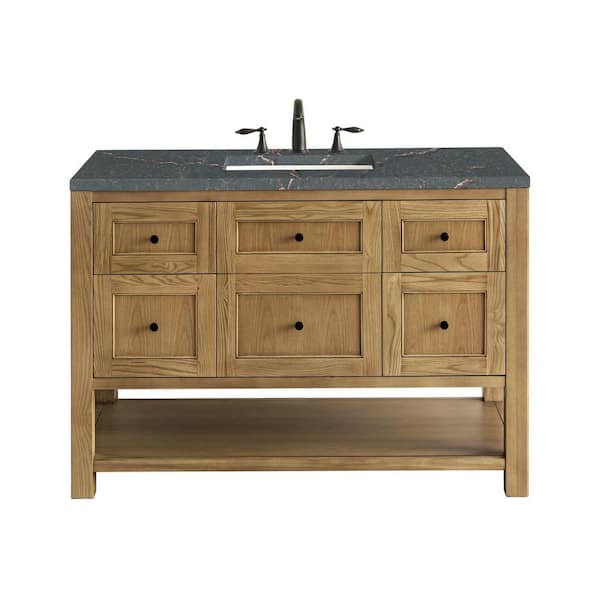James Martin Vanities Breckenridge 48.0 in. W x 23.5 in. D x 34.2 in. H Single Bathroom Vanity Light Natural Oak and Parisien Bleu Quartz Top