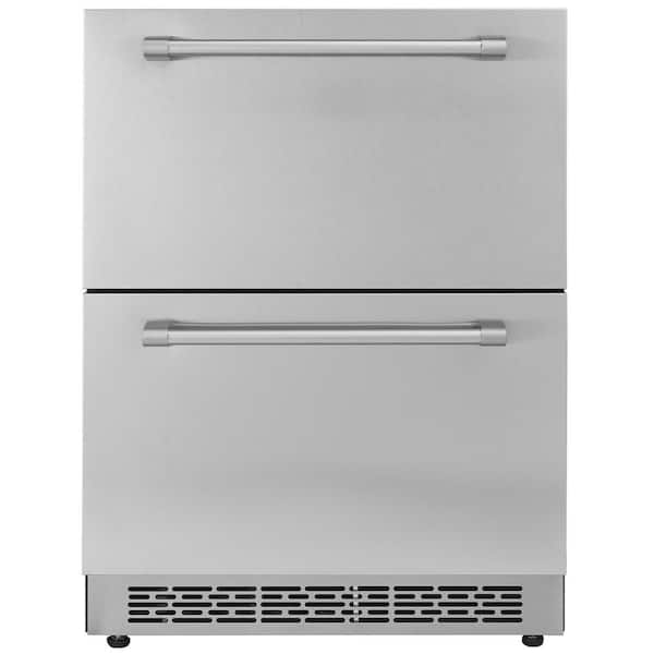 24 in. Undercounter Refrigerator 17.73 cu. ft. 2 Drawer with Different Temp, 4.87 cu. ft. Capacity in Silver