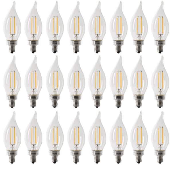 Feit Electric 60-Watt Equivalent BA10 E12 Candelabra Dimmable Filament CEC Clear Chandelier LED Light Bulb, Soft White 2700K (24-Pack)