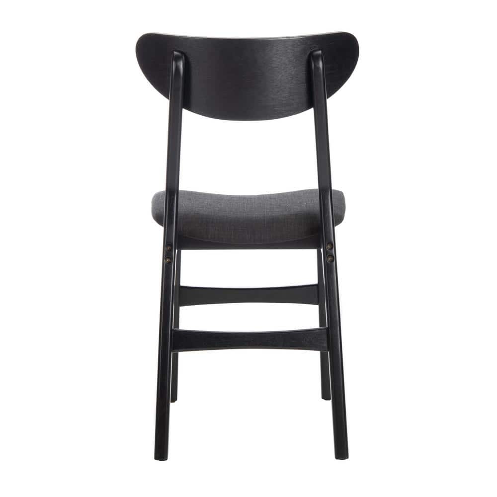 Transitional Black Wood Upholstered Side Chair Set of 2