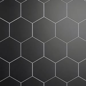 Kenzo Black Hexagon 7.7 in. x 8.9 in. Matte Porcelain Floor and Wall Tile (9.05 sq. ft./Case)