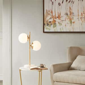 Holloway 23.25 in. White/Gold Marble Base Table Lamp