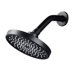 1-Spray Patterns with 1.8 GPM 6 in. Wall Mount Rain Fixed Shower Head with 360° Rotatable Joint in Matte Black