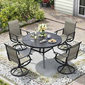 vicllax 5-Piece Metal Outdoor Patio Dining Set with 40.6 in. Black