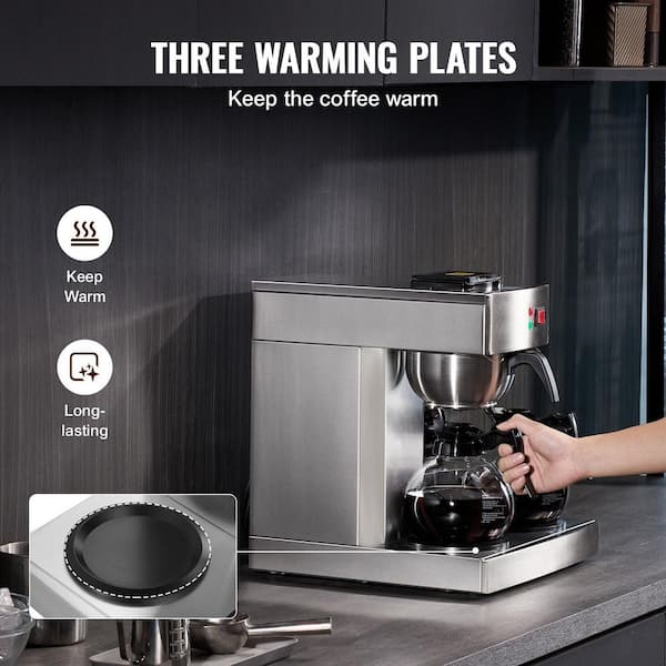 Office Commercial Coffee Makers SKYSHALO 12 Cups Stainless Steel Drip  Coffee Maker, Coffee Maker Machine With Glass Carafes,2025 Upgrade,Silver