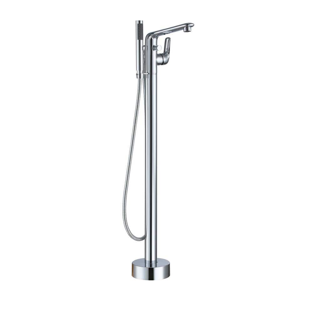 Single-Handle Modern Floor Mount Freestanding Bathtub Faucet with Handheld Shower in Chrome Plated price history on PriceWatchPro