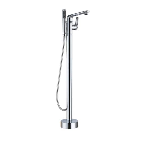 CASAINC Single-Handle Modern Floor Mount Freestanding Bathtub Faucet with Handheld Shower in Chrome Plated