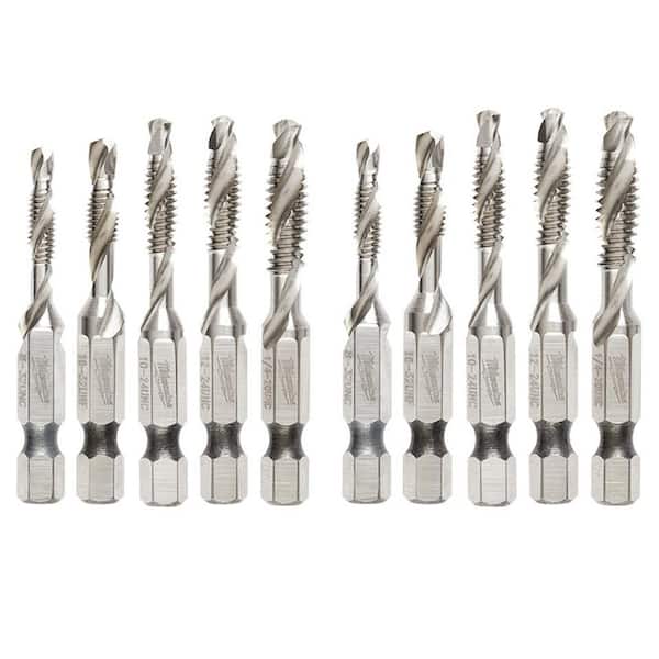 Milwaukee SHOCKWAVE SAE and Metric Steel Drill Tap Set (10-Piece)