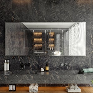 Sax 72 in. W x 30 in. H Large Rectangular Aluminum Framed Wall Bathroom Vanity Mirror in Chrome