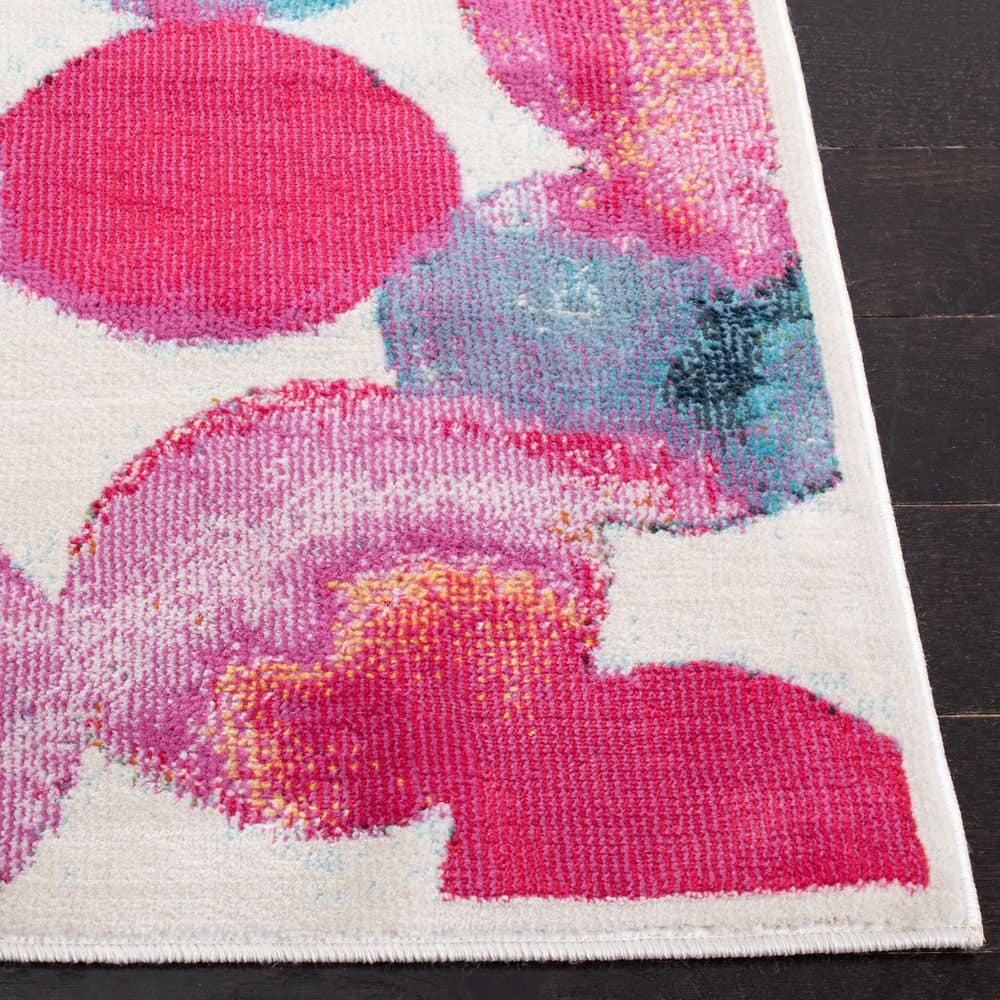 Lillian 8' x 10' Light Blue and Rose Synthetic Area Rug