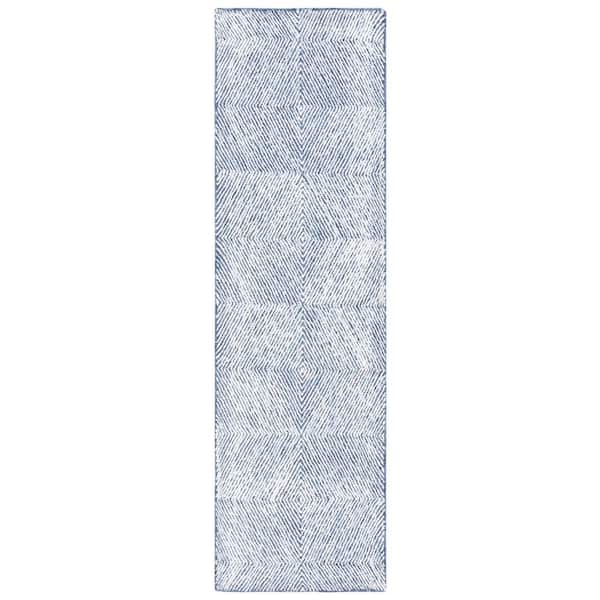 Soho 2 ft. x 8 ft. Navy/Ivory Marle Chevron Runner Rug