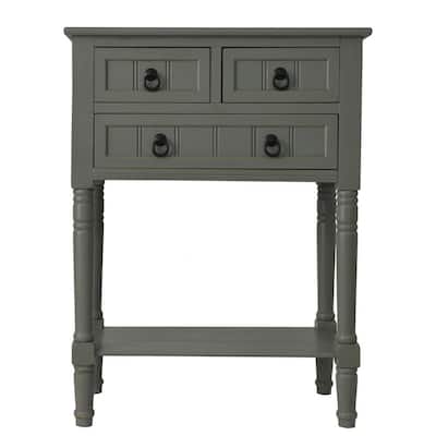24 in. Antique Gray Standard Rectangle Wood Console Table with Drawers