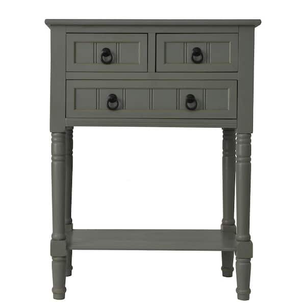 Decor Therapy Westerman Three-Drawer Wood Console, Antique Grey Finish
