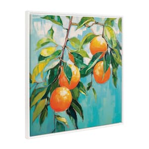 Sylvie Orange Tree 1-Piece White Framed Canvas Art Print, 30.00 in. x 30.00 in.