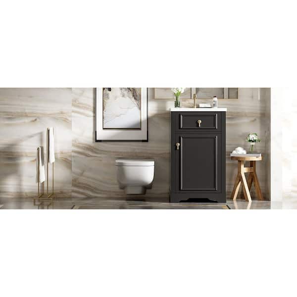 20 in. W x 18 in. D x 34 in. H in Single Sink Freestanding BlackBath Vanity, with White Ceramic Top Basin