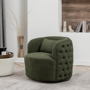 Green Boucle Tufted Upholstered Swivel Armchair