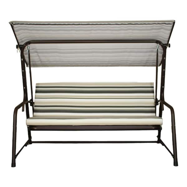 4-Seat Luxury Swing and Bed with Elastic Metal Mesh Seat, Convertible Cushions and Adjustable Canopy for Patio, Bronze