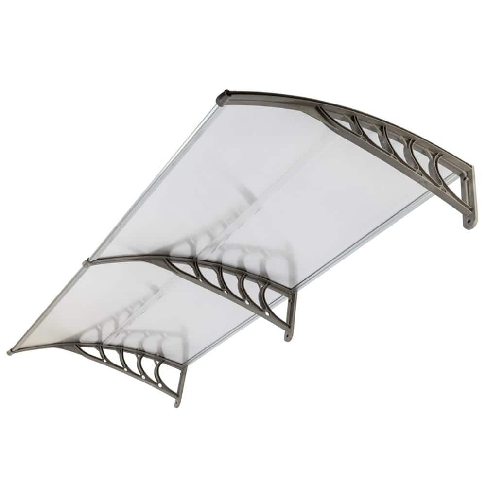 79 in. Polycarbonate Window Awning (10 in. H x 38 in. D) in Clear Canopy/Gr