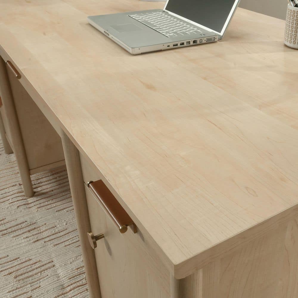 Maple Brown Executive Desk with Keyboard Tray and Filing Cabinet