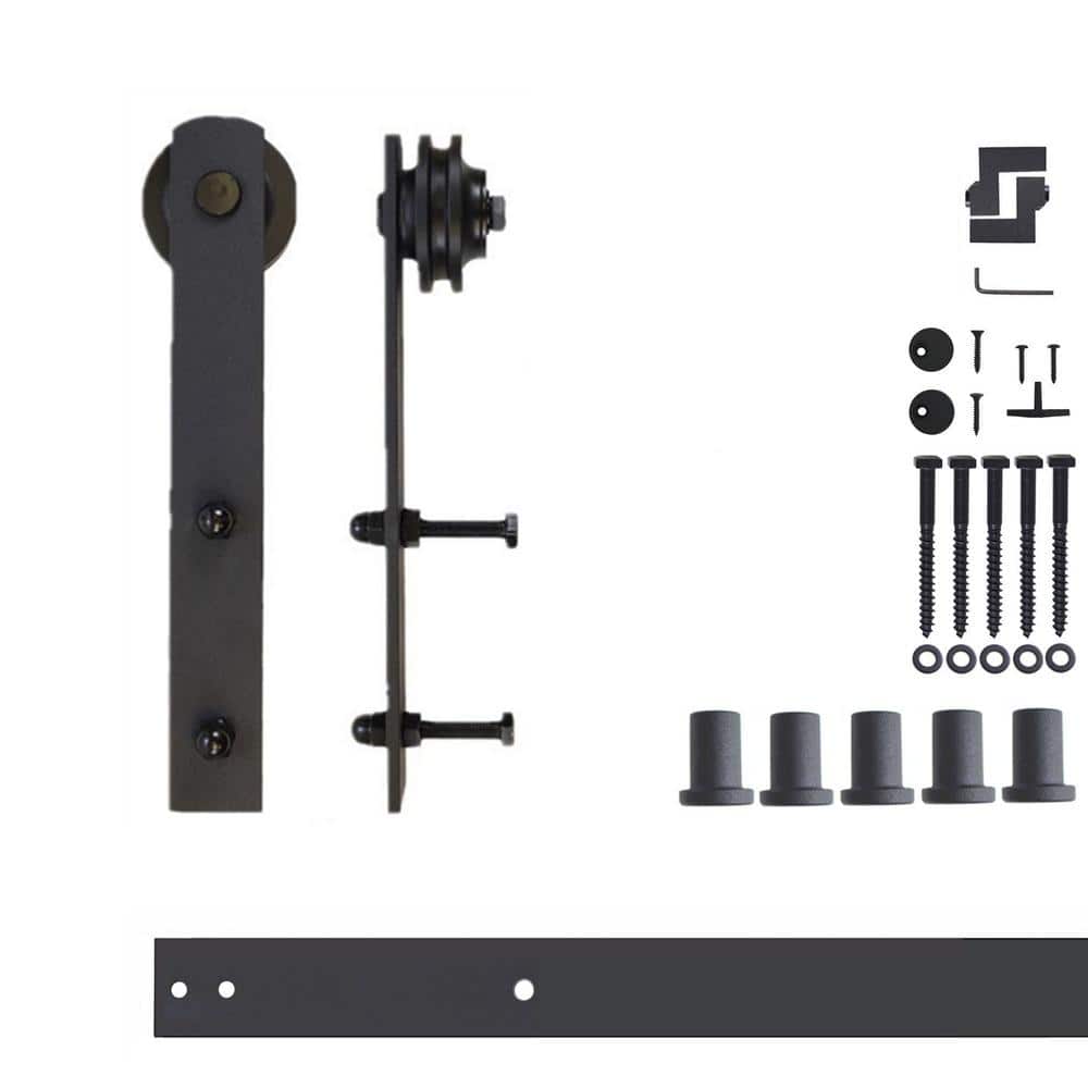 72-Inch Black Rustic Sliding Barn Door Hardware Kit